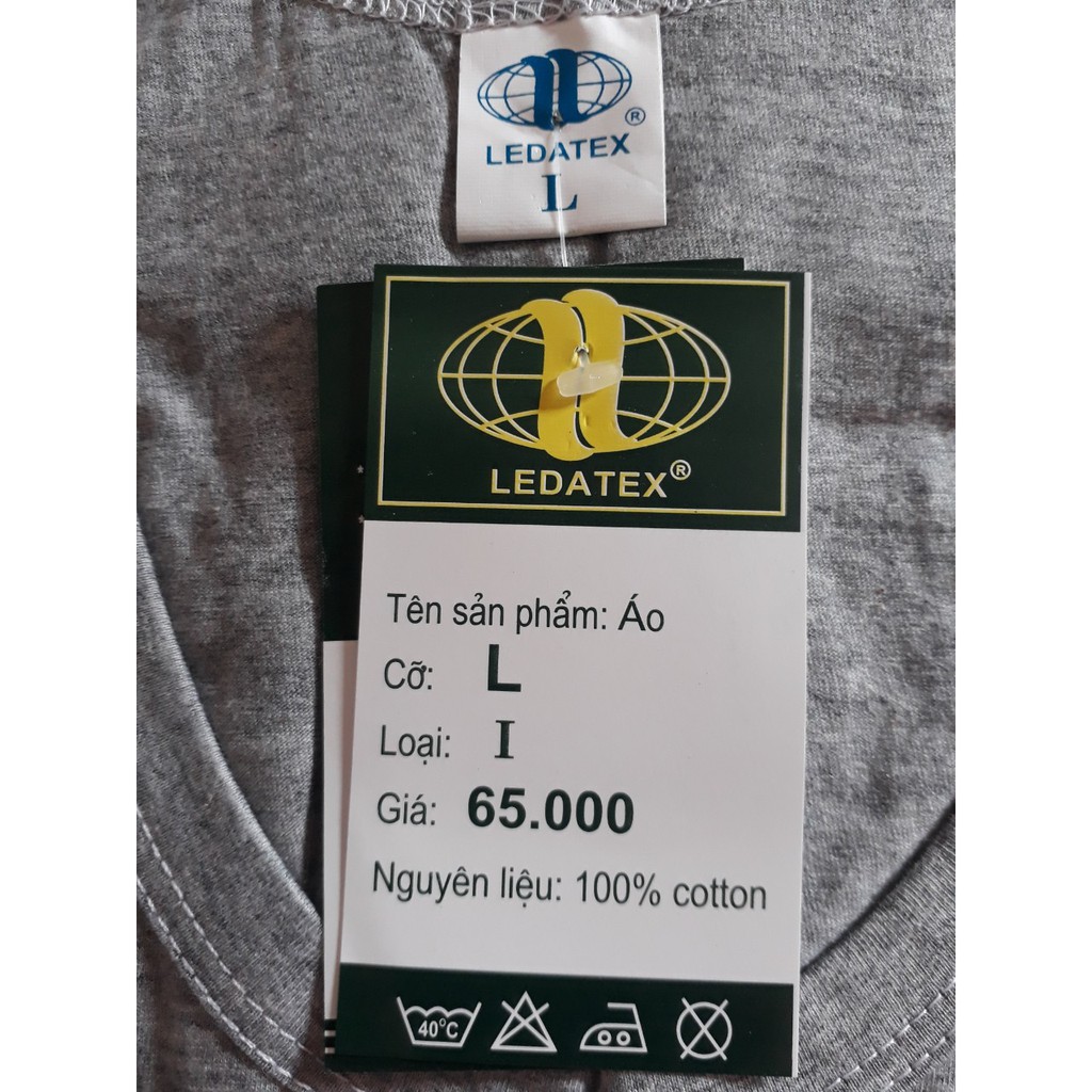 Áo Thun Nam 100% cotton - hãng Ledatex (Màu Xám)