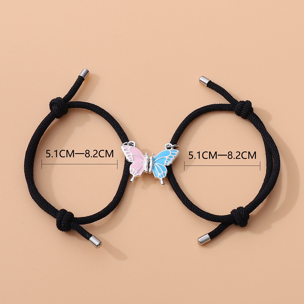 1 Cặp Vòng Tay Dây Bện Mặt Hình Mặt Trời/Bướm Cổ Điển Dễ Điều Chỉnh Thời Trang Unisex