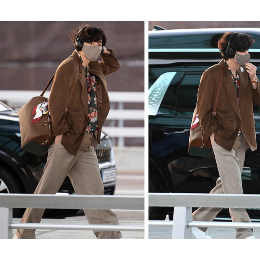 Kpop BTS V Kim Tae Hyung Design Same Mute Boston Large Capacity Bag Messenger Bag Crossbody Bag Shoulder Bag for ARMY Gift