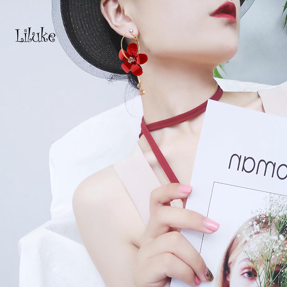 Đôi Khuyên Tai HìNh Hoa ĐíNh Kim Cương Giả PhốI Tua Rua ThờI Trang Cho Nữ