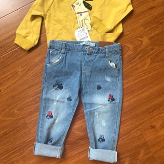 Quần bò mickey bé gái