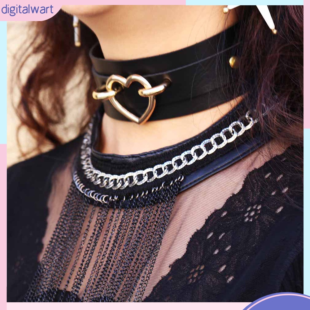 Vòng Cổ Choker Giả Da Đính Khóa Trái Tim Thời Trang