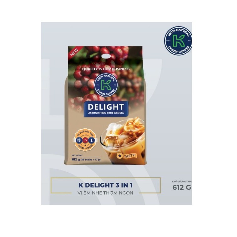 Cà Phê Hòa Tan K Coffee Delight 3in1 36 gói x 17g