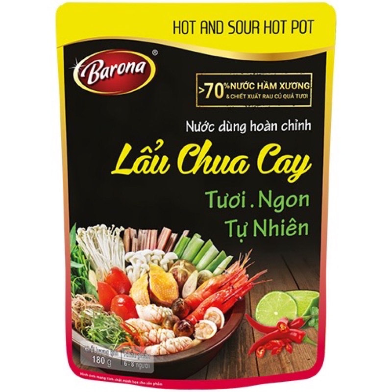 Lẩu Chua Cay - Nước Dùng Hoàn Chỉnh Barona Lẩu Chua Cay - Thơm Ngon Tự Nhiên 180g | BigBuy360 - bigbuy360.vn