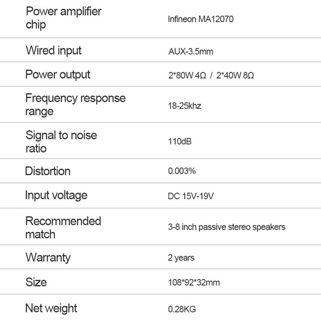 Bộ Khuếch Đại Âm Thanh Kỹ Thuật Số 80WX2 MA12070 Kênh 2.0 HiFi