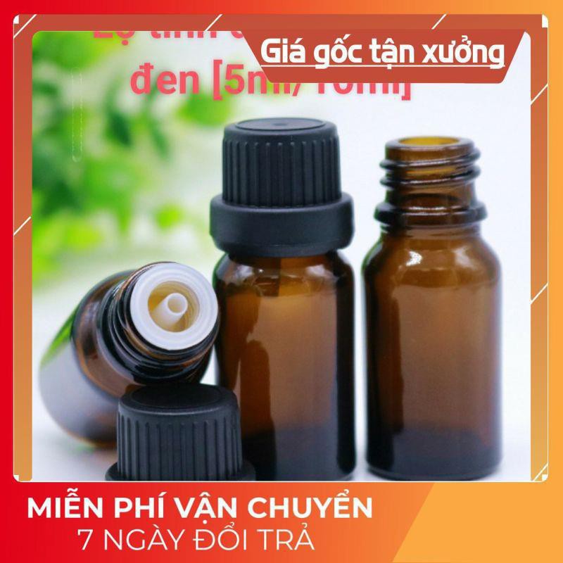 Lọ Chiết Serum ❤ GIÁ TẬN GỐC ❤ [5ml/10ml] Chai lọ đựng tinh dầu thủy tinh nắp vặn đen chiết serum , phụ kiện du lịch