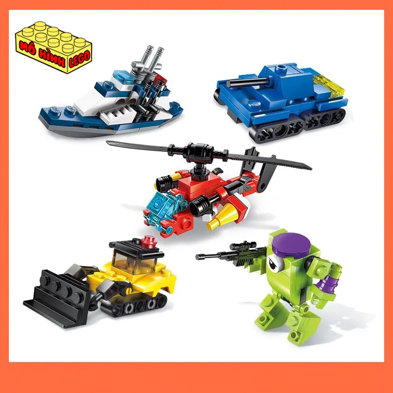 Đồ chơi xếp hình lego giá rẻ 3 trong 1 Qman 2101 mô hình xe, máy bay, khủng long sáng tạo cho bé