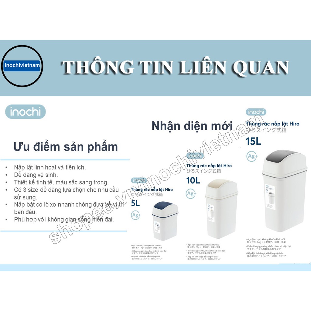 Inochi Thùng Rác Nhựa Nắp Lật 15 Lít SALE Sọt Rác Thông Minh Đẹp Làm Văn Phòng Khách Sạn Đựng Rác Gia Đình