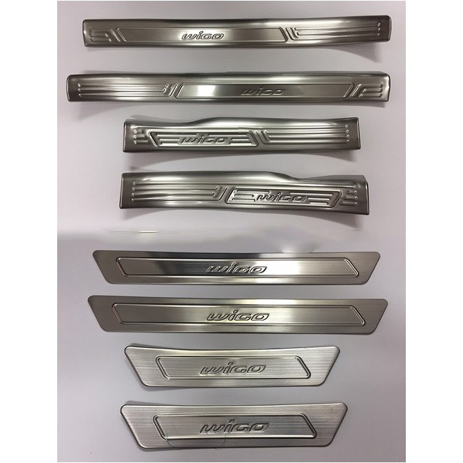 [WIGO] ,Bộ 8 ốp bậc cửa trong ngoài Toyota Wigo 2018 2019 2020- mẫu inox