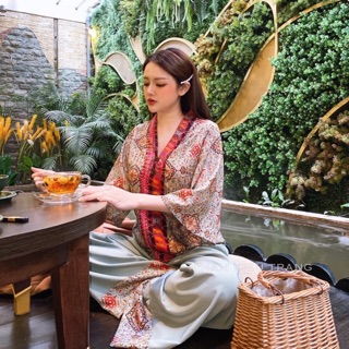 Bộ đồ làm đi lễ chùa hoạ tiết thổ cẩm siêu hot