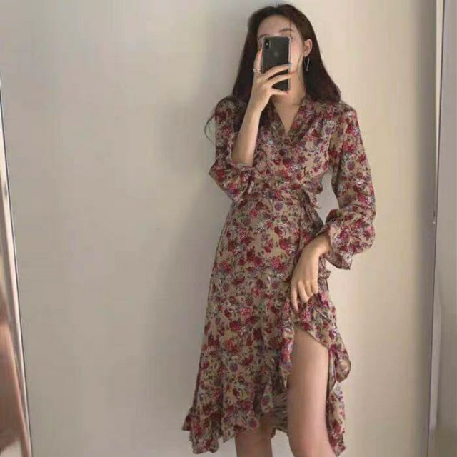 (order) Váy hoa nhí xẻ đùi sexy kèm ảnh thật