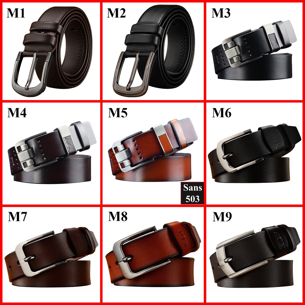 Thắt lưng nam khóa kim gài Sans503 đơn giản classic dây nịt da mềm cổ điển vuông cao cấp đẹp thời trang công sở BH 1 năm