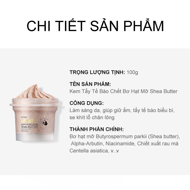Kem tẩy tế bào chết LAIKOU toàn thân thành phần bơ hạt mỡ chống cellulite dưỡng ẩm làm trắng da MOCCO LKMN008