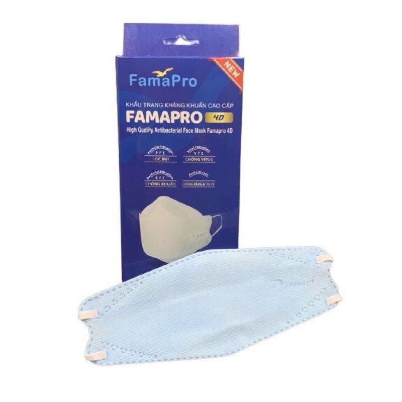 Khẩu trang y tế 4D Famapro (Nam Anh) 3 lớp kháng khuẩn (Thiết kế thời trang KF94) - Hộp 10 cái