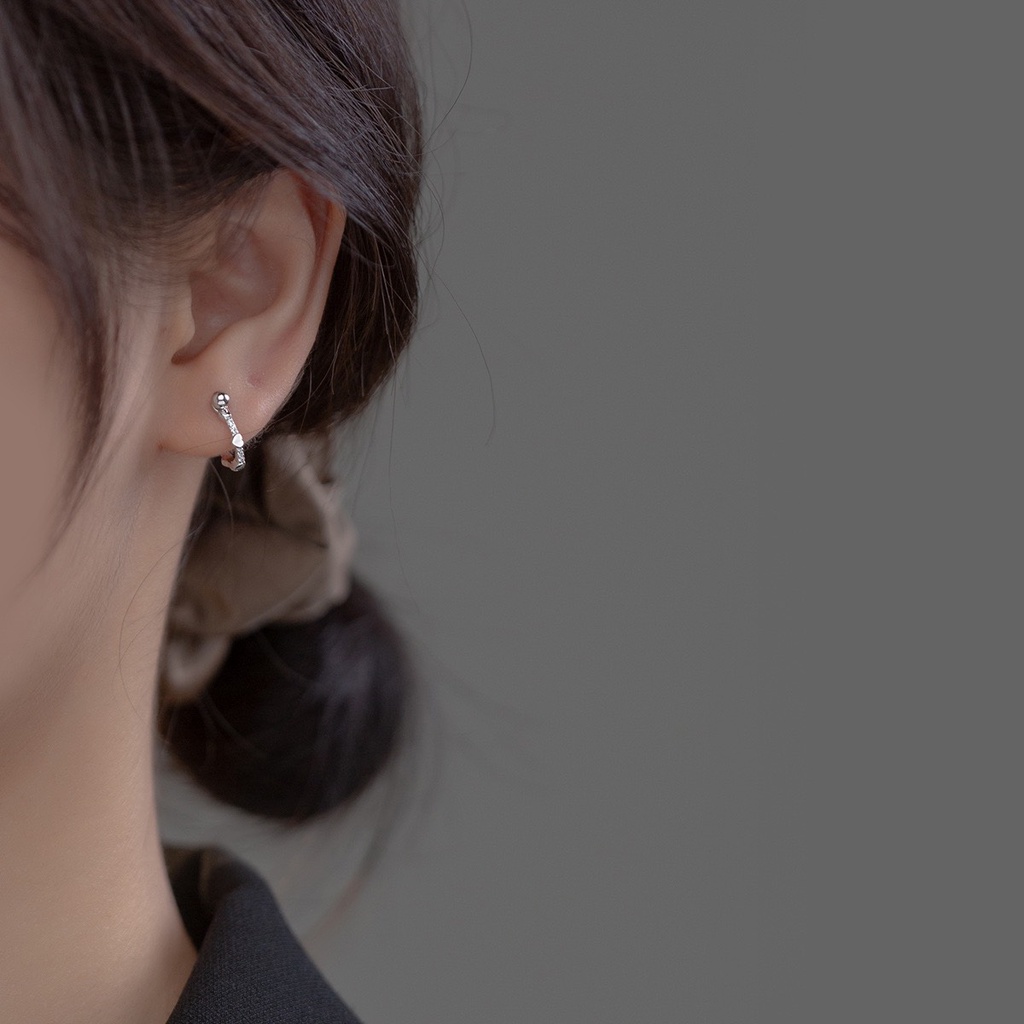 Bông tai bạc nữ chốt vặn cá tính, khuyên tai bạc 925 đeo vành tai Helix Flat Conch [ KCBX17]