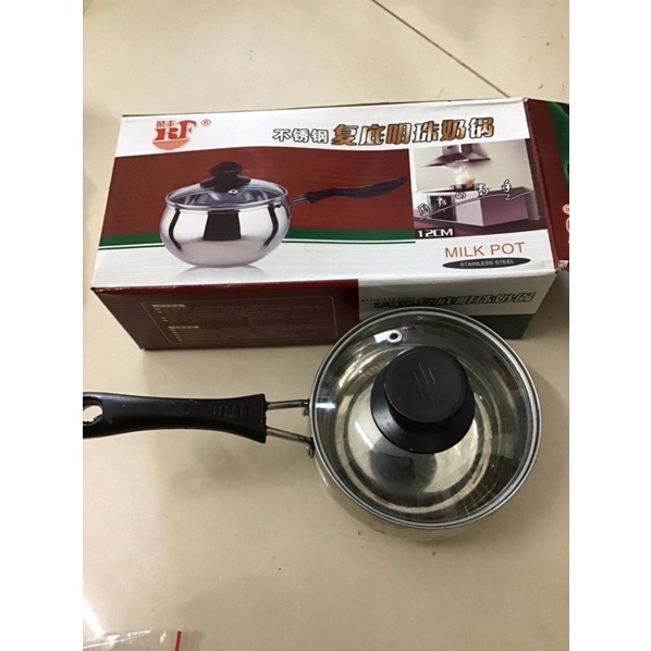 Quánh quấy bột 12cm, nồi quấy bột 2 đáy hợp kim cao cấp không rỉ ( k nấu bếp từ )