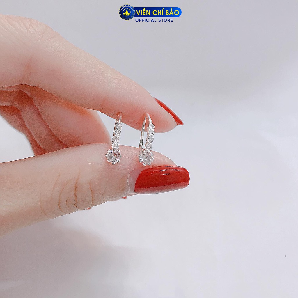 Bông tai nữ móc câu lấp lánh chất liệu bạc 925 thời trang phụ kiện trang sức Viễn Chí Bảo B400122x