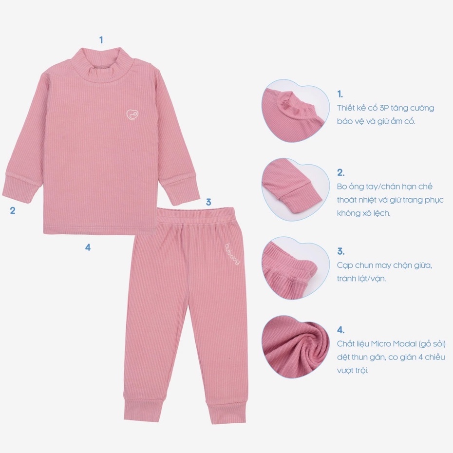 Bộ dài tay MODAL cao cổ Bu baby cho bé từ 6 month - 4 years
