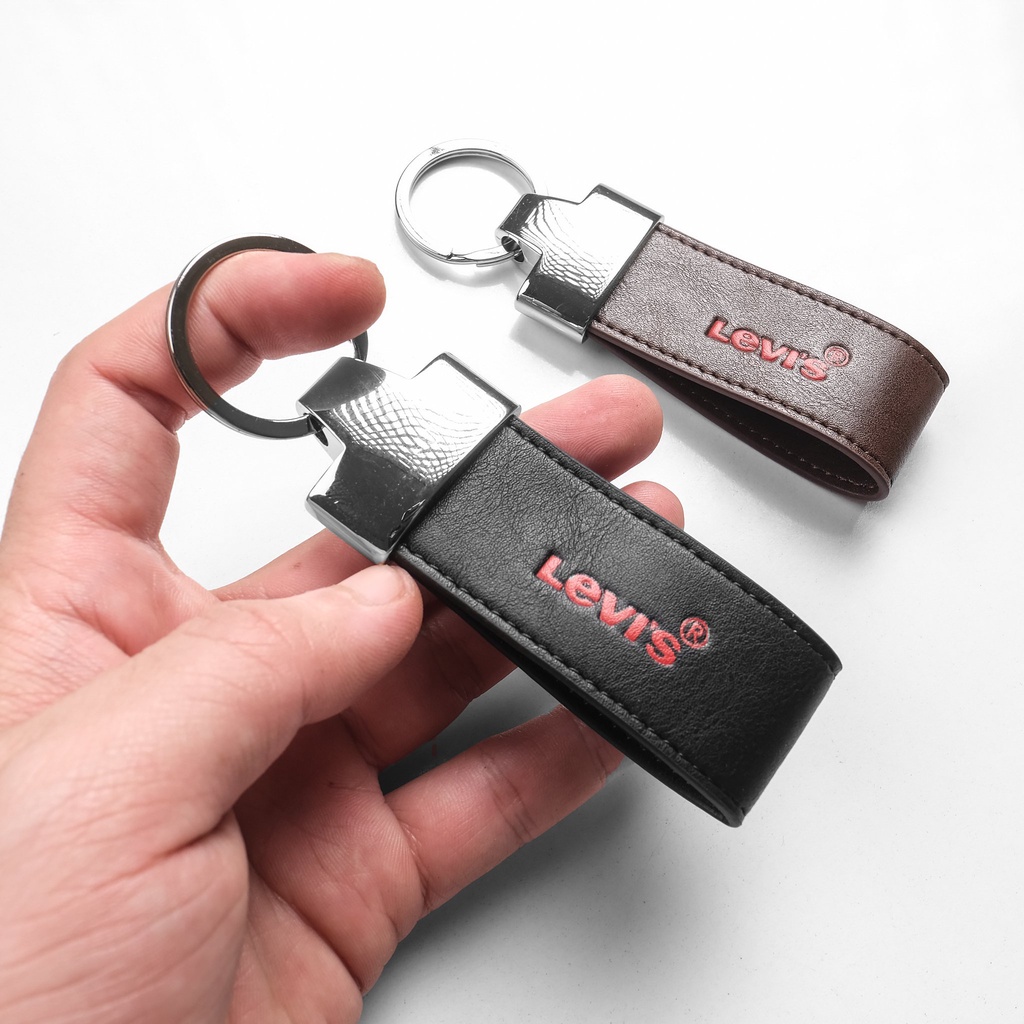 Set 𝙇𝙚𝙫𝙞𝙨 Ví  Da Bò 𝙇𝙚𝙫𝙞'𝙨 Logo Đỏ + Móc khóa Da dây trơn 2 Màu Nâu Và Đen Hàng FullBox Túi Giấy Quà Tặng Cực Sang