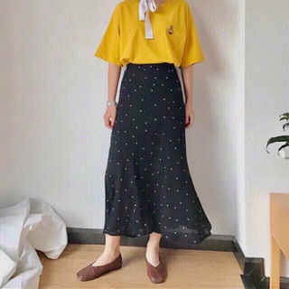 Chân váy dài chấm bi Ulzzang ( Có sẵn) / Chân váy hoạ tiết chấm bi ( Có sẵn)