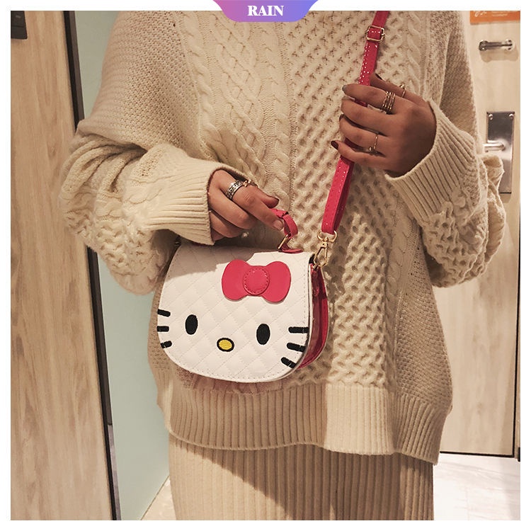 SANRIO Túi Đeo Vai/ Xách Tay Bằng Da PU In Họa Tiết Hoạt Hình Hello Kitty Dễ Thương Chống Nước Cho Nữ