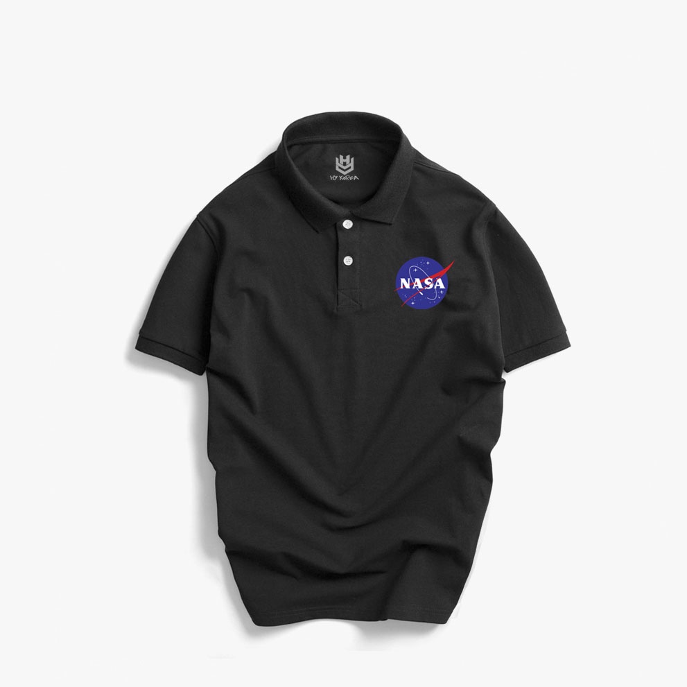 Áo Thun Polo Nam Nữ Vải Cá Sấu 4 Chiều Logo Nasa Phong Cách Hàn Quốc HY Korea CTDC130