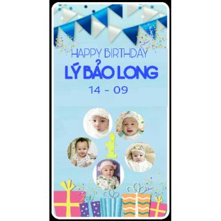 Combo Phông sinh nhật bé Long + chibi + 5 ảnh lụa