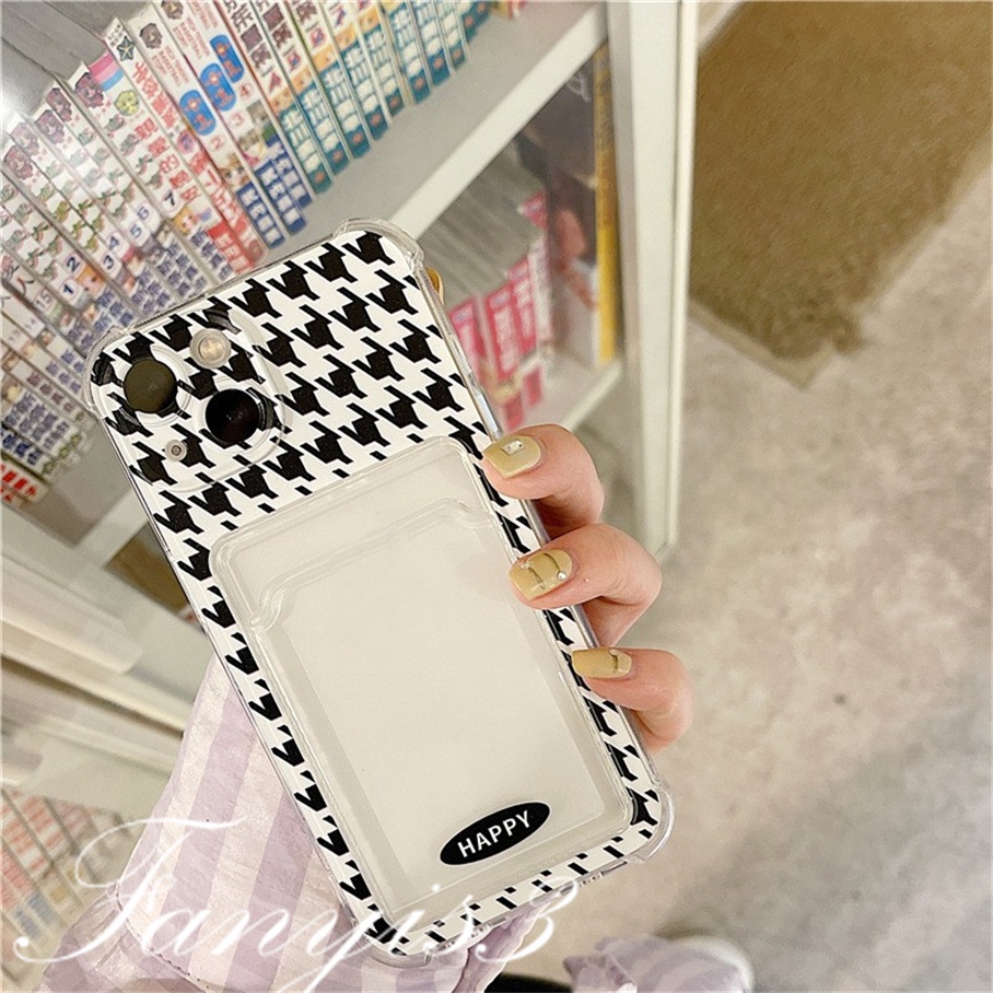 Ốp Điện Thoại TPU Mềm Trong Suốt Kẻ Sọc Đơn Giản Có Ngăn Đựng Thẻ Cho IPhone 14 13 12 11 Pro Max X XR Xs Max 8 7 Plus SE 2020