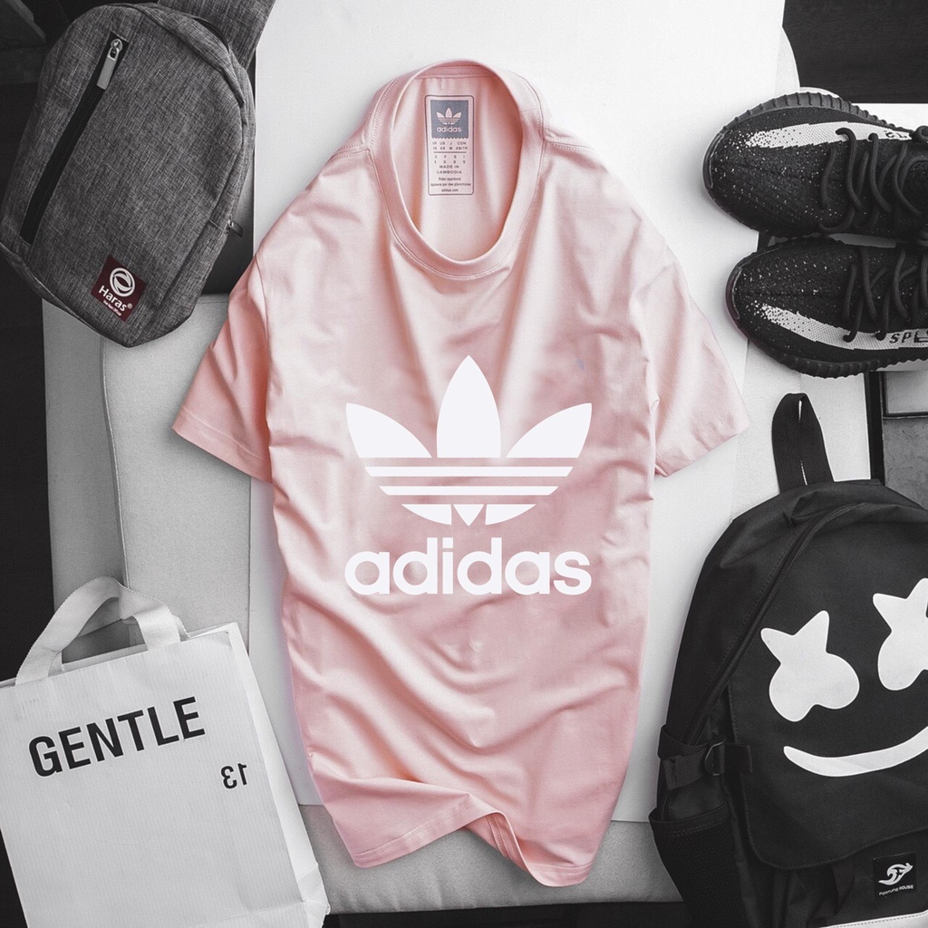 Áo thun nữ from rộng unisex, áo thun adidas nữ, áo phông adidas nam chính hãng, áo thun sài gòn màu hồng