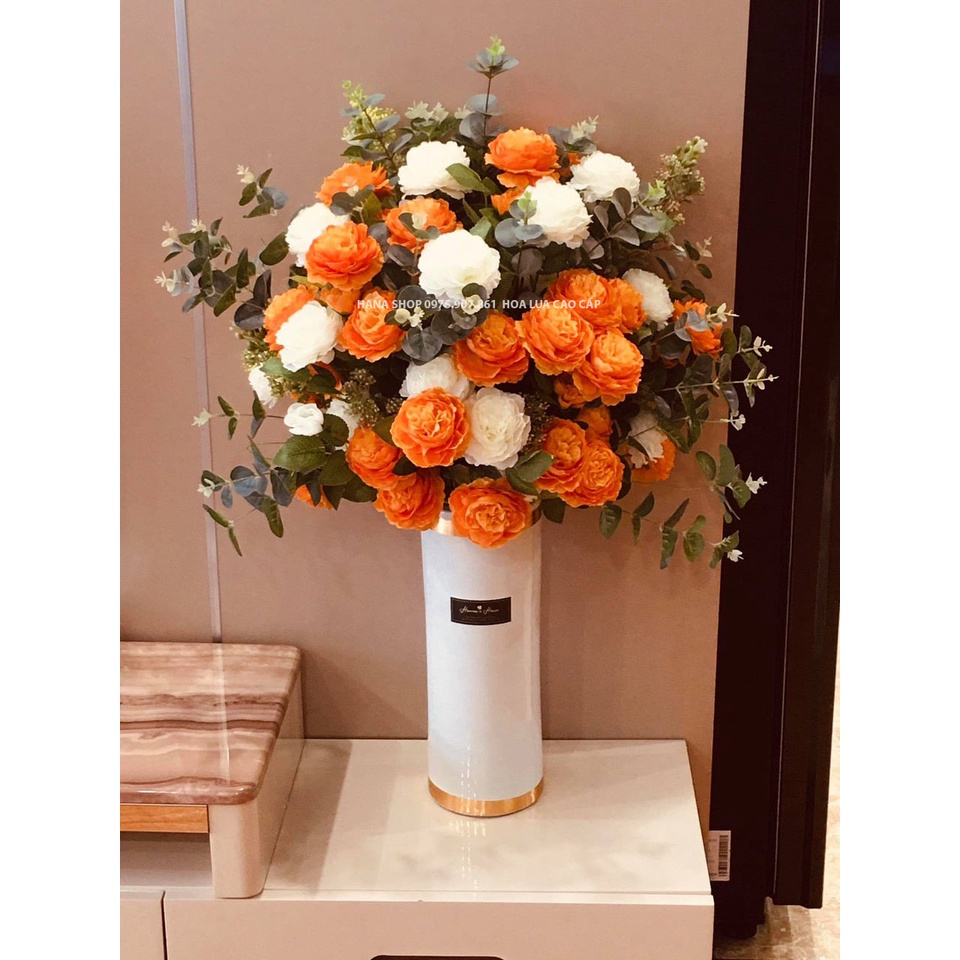 Hoa Giả Hoa Hồng Lụa cao cấp (65cm) Trang Trí Phòng Khách,sự kiện , nhà hàng
