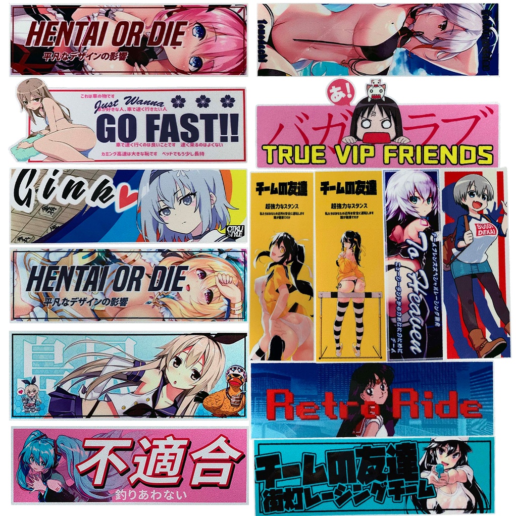 JDM Phong cách Nhật Bản Xe hơi / Xe máy Dán phản quang Hai chiều Anime Cô gái Loli Đề can trang trí cho Honda