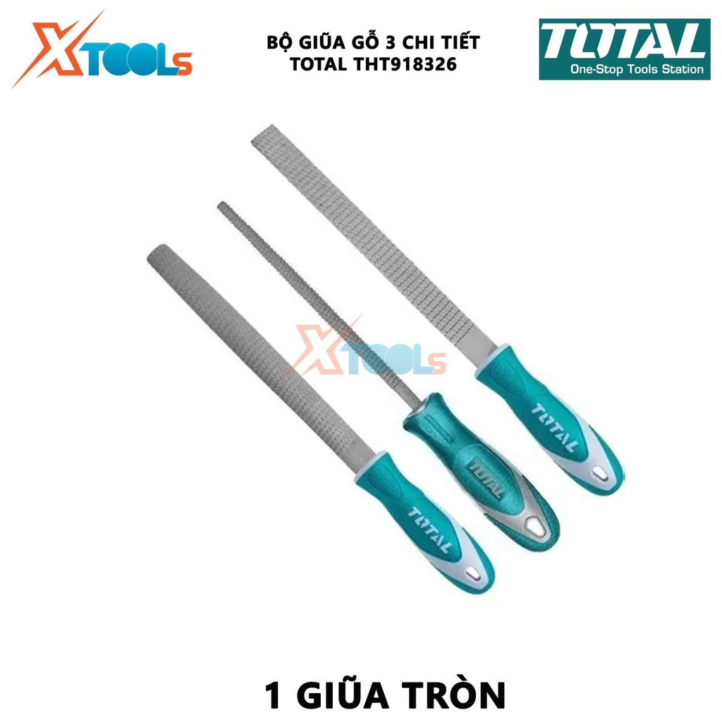 Bộ giũa gỗ 3 chi tiết TOTAL THT918326 | bộ 3 giũa gỗ chất liệu thép T12 chiều dài 200mm [CHÍNH HÃNG] [XTOOLs]