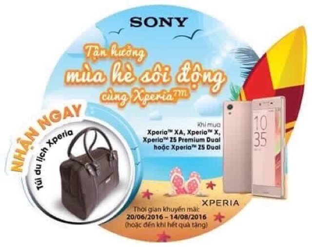 Túi du lịch Xperia quà khuyến mại của hãng Sony