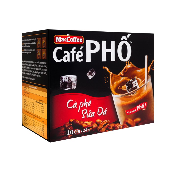 Cà phê sữa MacCoffee Cafe Phố hộp 10 gói (hộp 240g)