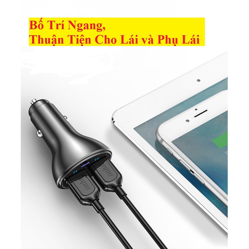 Tẩu sạc nhanh ô tô, 2 cổng USB, cường độ 2.4A - HÀNG XỊN, sạc siêu nhanh