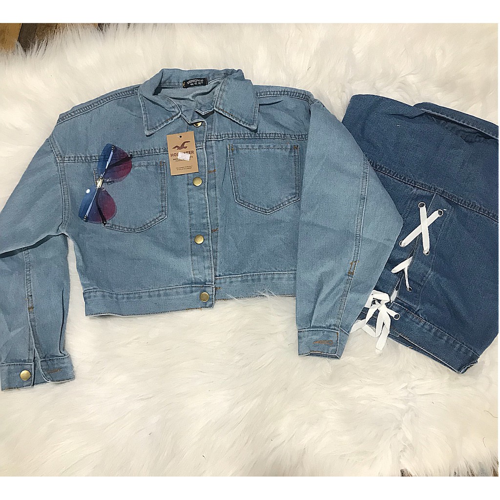 ÁO KHOÁC JEAN NỮ ĐAN DÂY SAU LƯNG ( HAI MÀU )