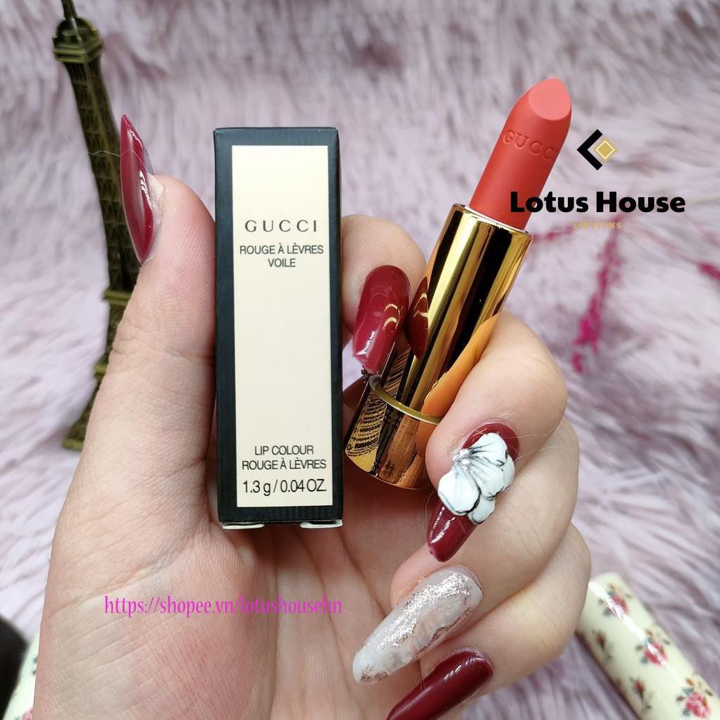 Son Gucci Rouge À Lèvres Voile Vỏ Hoa mini 1.3g đủ tone hot hit bền màu không trôi | BigBuy360 - bigbuy360.vn
