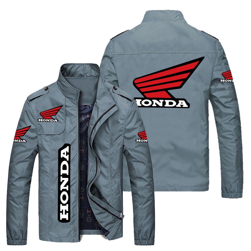 HONDA LOGO Jacket European American CB400 CB500F CBR600RR CB650R CB650R cb500x cb500f CB1100 VRX400 NC700X CBR500R CBR1000RR CB650F GL1800 Casual Plus Size Loose Thin Stand-Up Collar Zipper Windbreaker Motorcyc