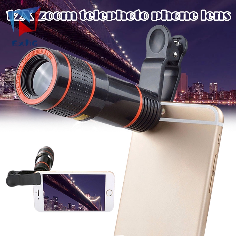 ExhG❤❤❤High quality 12X Zooms Mobile Phone Camera Lens Telephoto Lens External Telescope with Universal Clip @VN