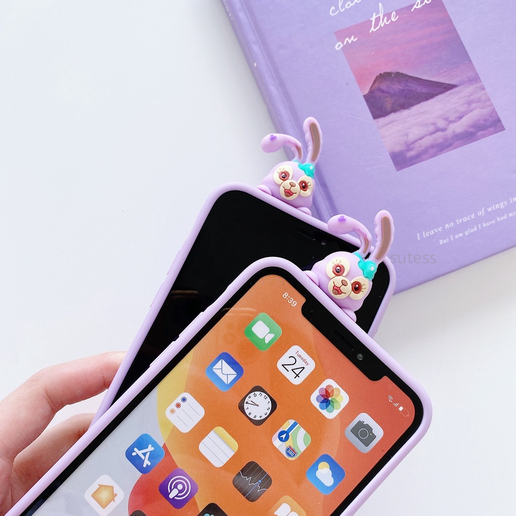 Ốp Điện Thoại Mềm In Hình Thỏ Màu Tím Có Giá Đỡ + Dây Đeo Cho Oppo A1K F19 F11 Pro F9 Pro F7 F5 F5 Youth F3 Lite