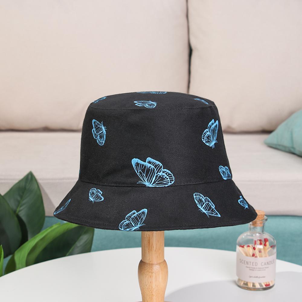 EUTUS Nón Tai Bèo Chất Liệu Cotton Hai Mặt Họa Tiết Bướm Có Thể Gấp Gọn Cho Nam Nữ