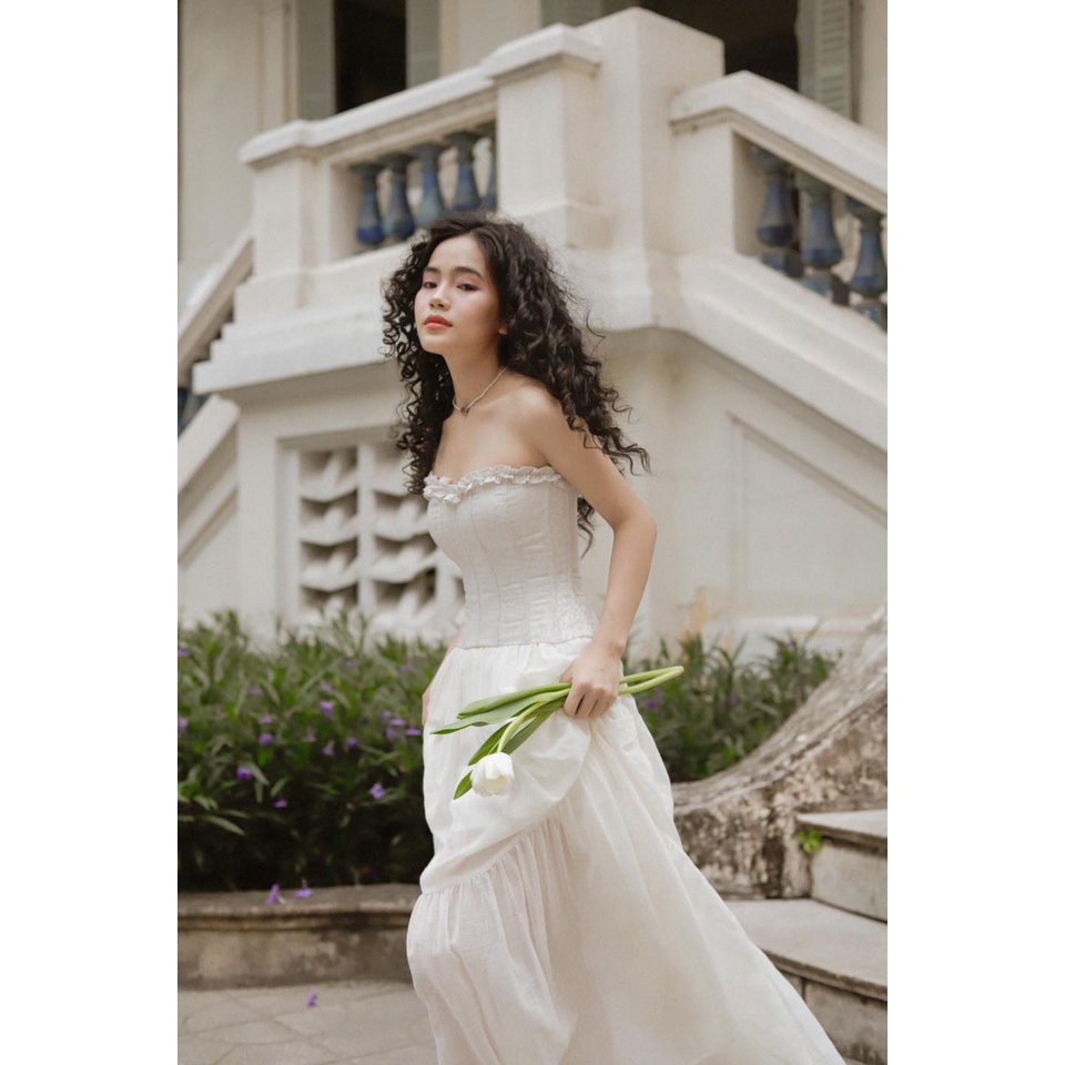 Chân váy xoè kiểu nữ The Country Muse skirt vải linen tơ