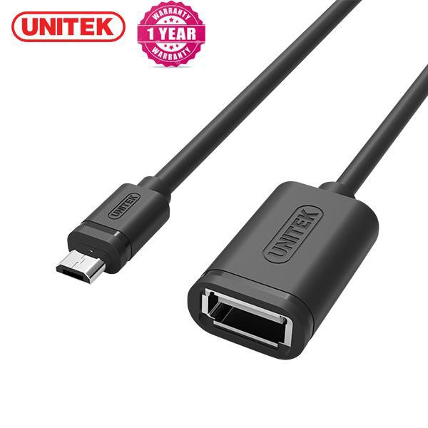 Cáp OTG Chuyển Micro USB sang USB 2.0 Unitek Y-C438GBK (Đen) - Chính Hãng, Bảo Hành 12 Tháng