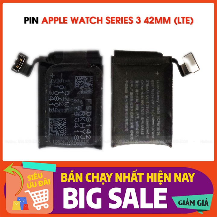 Pin Apple Watch Series 2/ 3/ 4 - Pin thay thế cho Apple iWatch S2, S3, S4 loại 38mm, 42mm, 44mm, LTE, GPS - BH 3 Tháng