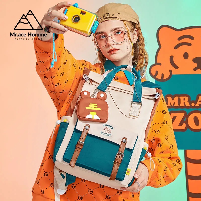 Hàng Mới Về Mr.Ace Homme Ba Lô Đi Học Cỡ Lớn Thiết Kế Dòng tiger Dễ Thương Chính Hãng Cho Học Sinh