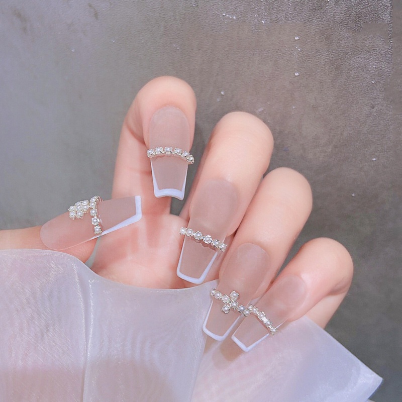 1 Cuộn Dây Xích Kim Loại AB 25cm Đính Đá 3D Lấp Lánh Trang Trí Móng Tay DIY