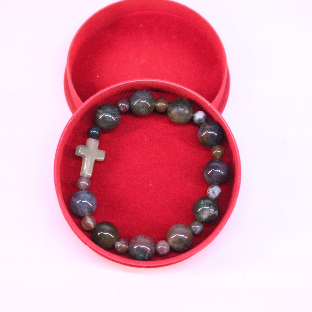 Chuỗi mân côi vòng tay kiểu 10 hạt, 100% đá  tự nhiên kích thước hạt 12li