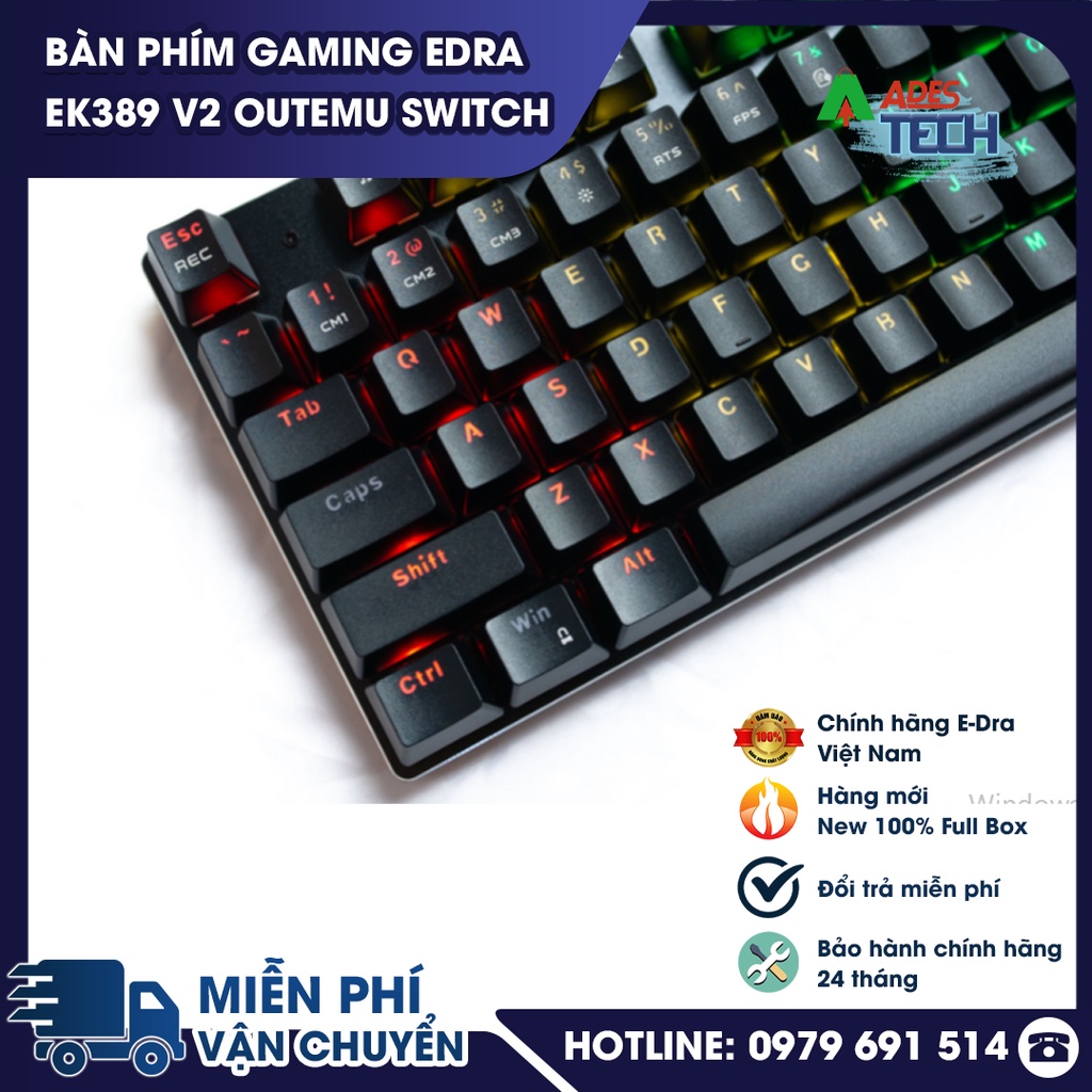 Bàn Phím Cơ Gaming EDra EK389 V2 LED Rainbow  | Bàn Phím Cơ Có Dây | Bảo Hành 24 Tháng