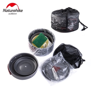 Bộ đồ nấu ăn dã ngoại Naturehike thiết kế nhỏ gọn, tiện dụng bằng hợp kim nhôm cao cấp để đi dã ngoại cắm trại camping.