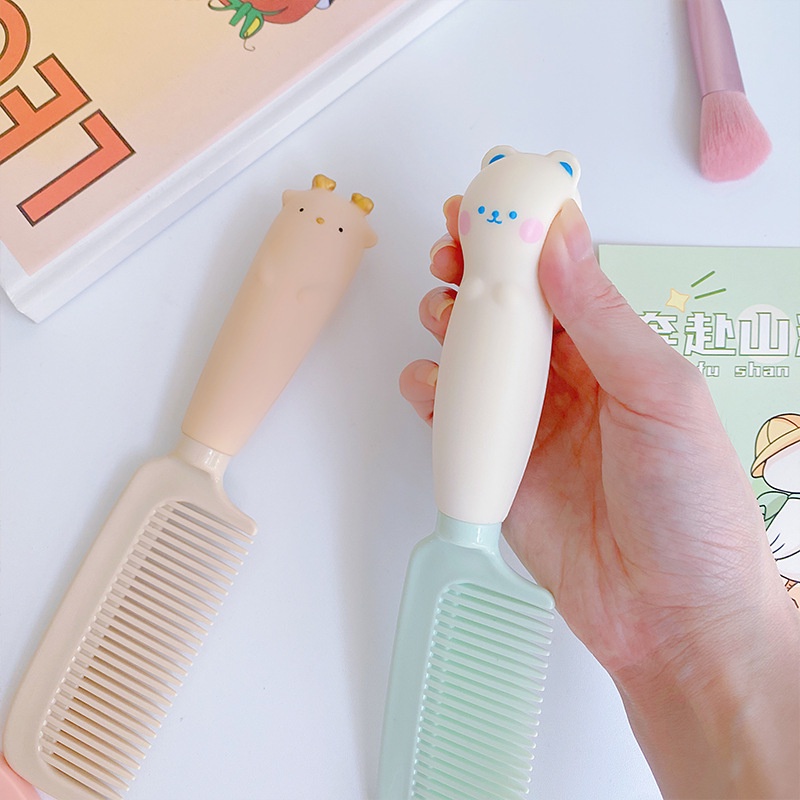 1 Lược Chải Tóc Tay Cầm Hình Chú Gà / Gấu Hoạt Hình Đáng Yêu Cho Nữ